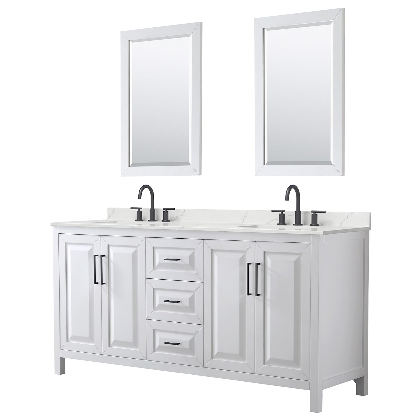 Daria Bathroom Vanity with Countertop 72 inch Double Sink 3-hole Faucet Setup