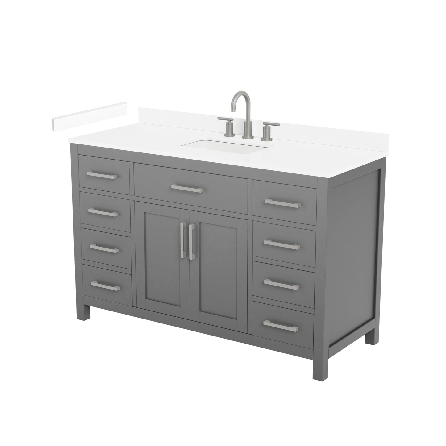 Beckett Bathroom Vanity with Countertop 54 inch Single Sink 3-hole Faucet Setup