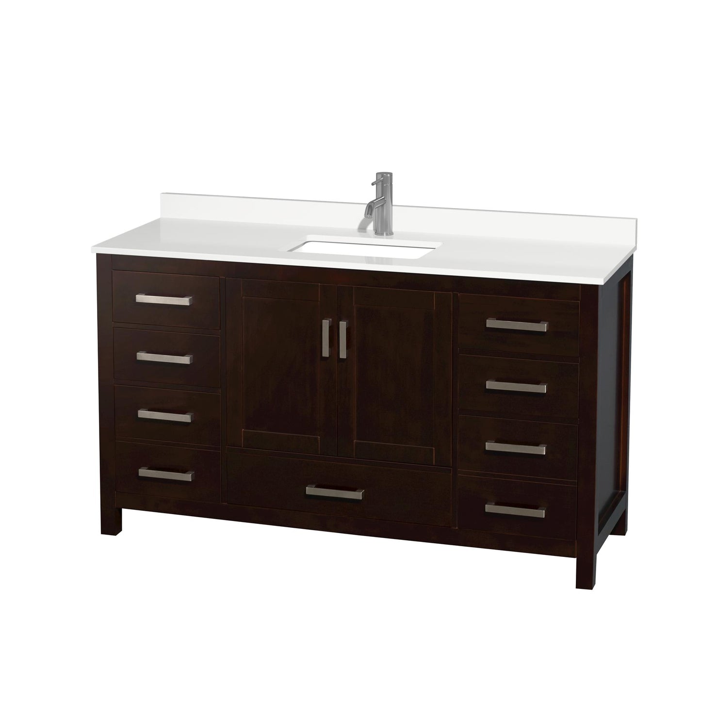 Sheffield Bathroom Vanity with Countertop 60 inch Single Sink Single hole Faucet Setup