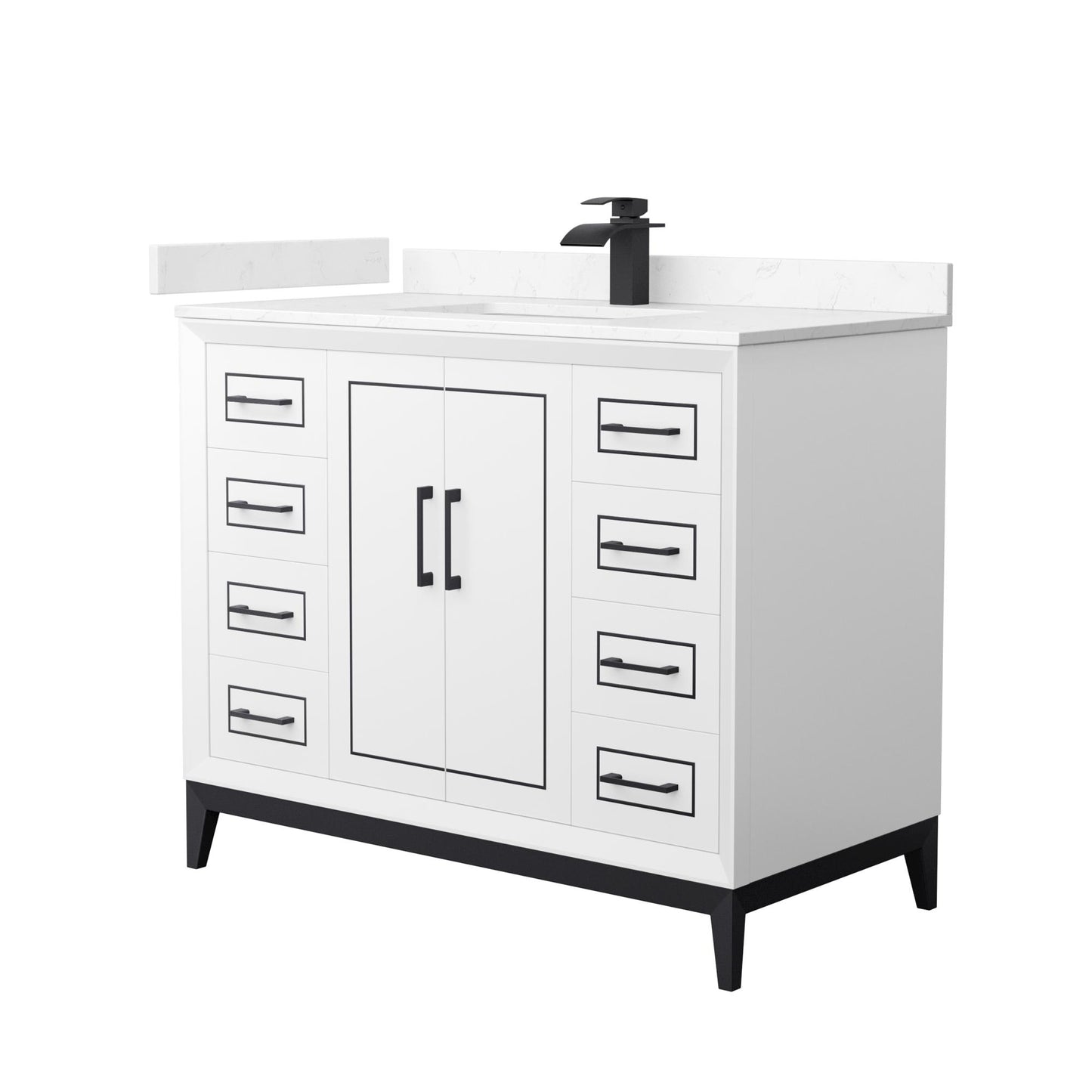 Marlena Bathroom Vanity with Countertop 42 inch Single Sink Single hole Faucet Setup