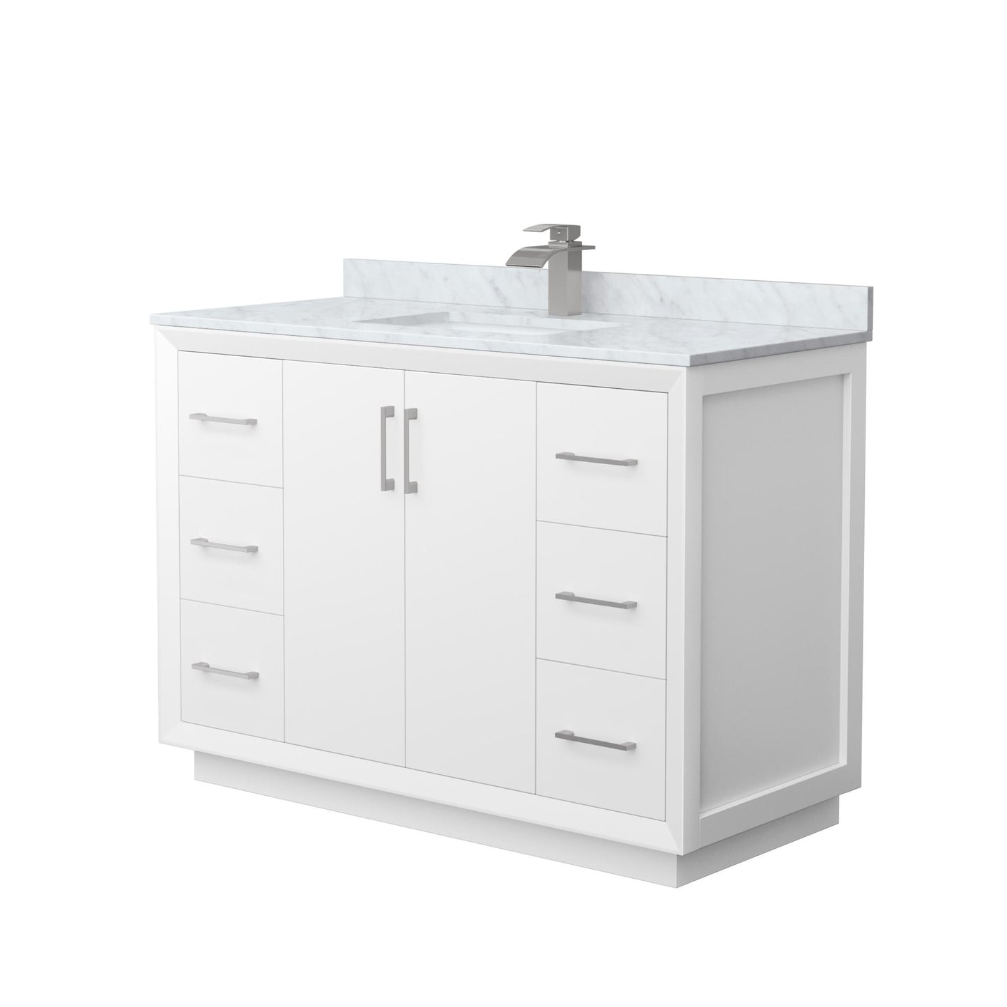Strada Bathroom Vanity with Countertop 48 inch Single Sink Single hole Faucet Setup
