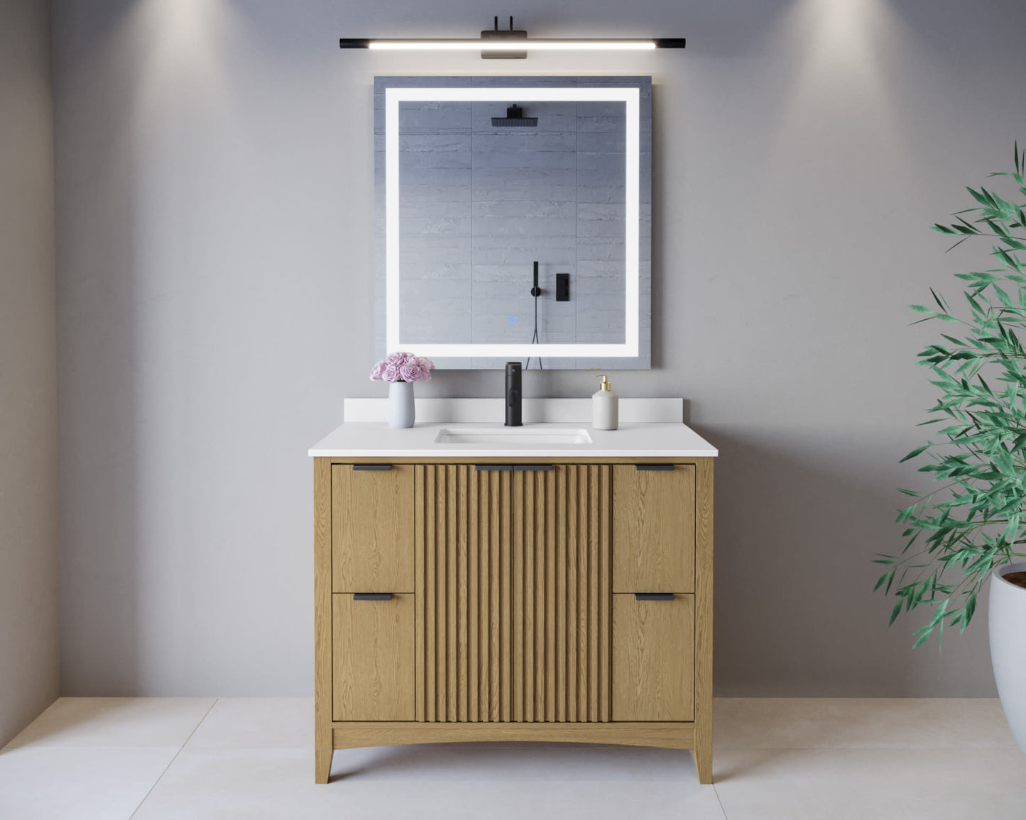 Palmilla Bathroom Vanity with Countertop 42 inch Single Sink Single hole Faucet Setup