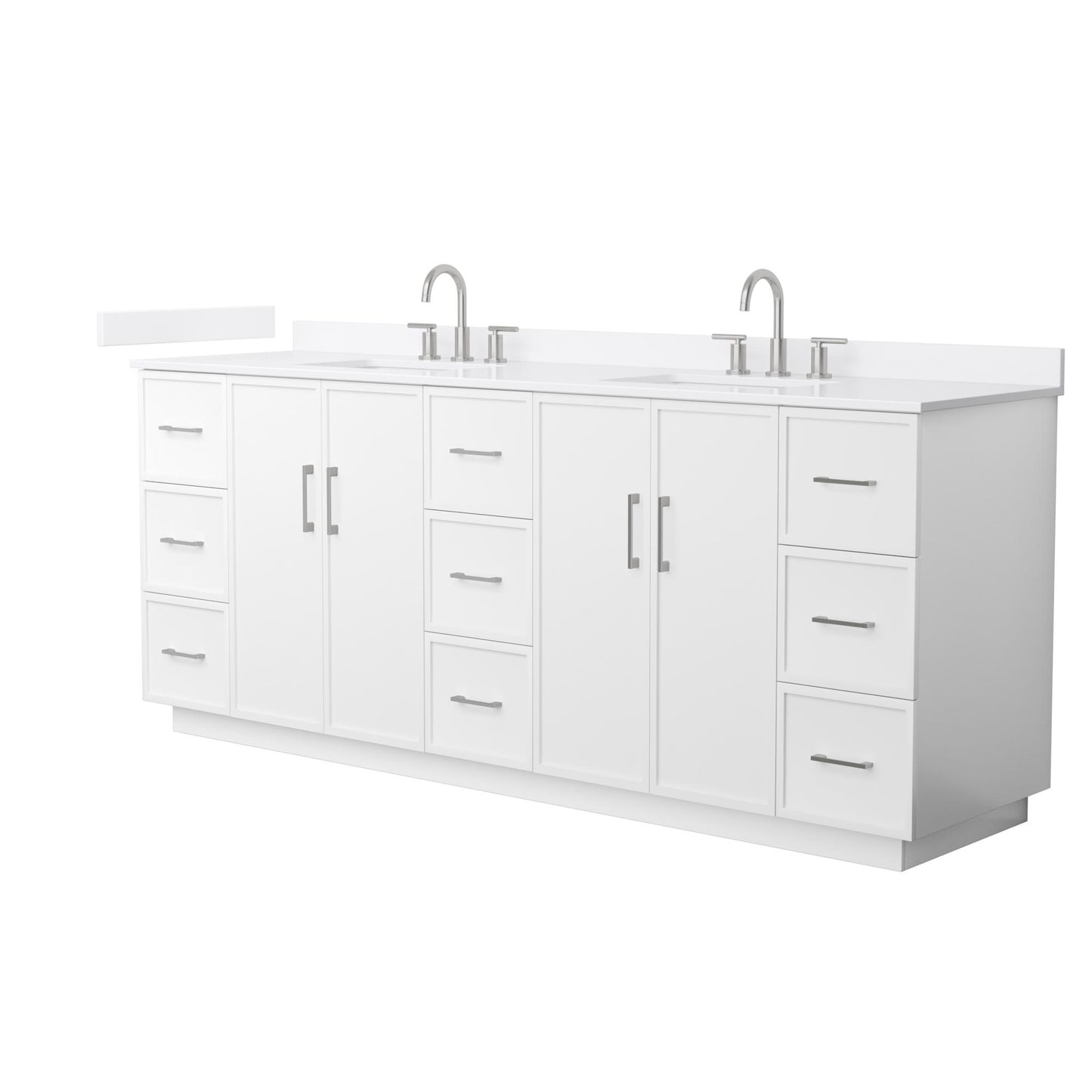 Elan TK Bathroom Vanity with Countertop 84 inch Double Sink 3-hole Faucet Setup