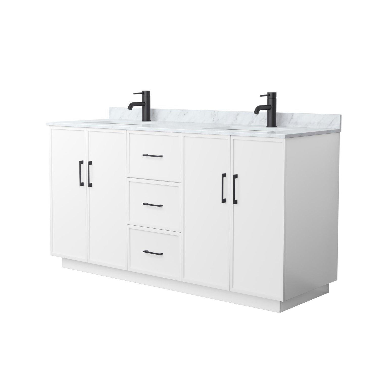 Elan TK Bathroom Vanity with Countertop 66 inch Double Sink Single hole Faucet Setup