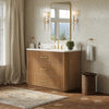 Custom image for Toasted Walnut with Satin Bronze Trim / White Quartz / No Mirror