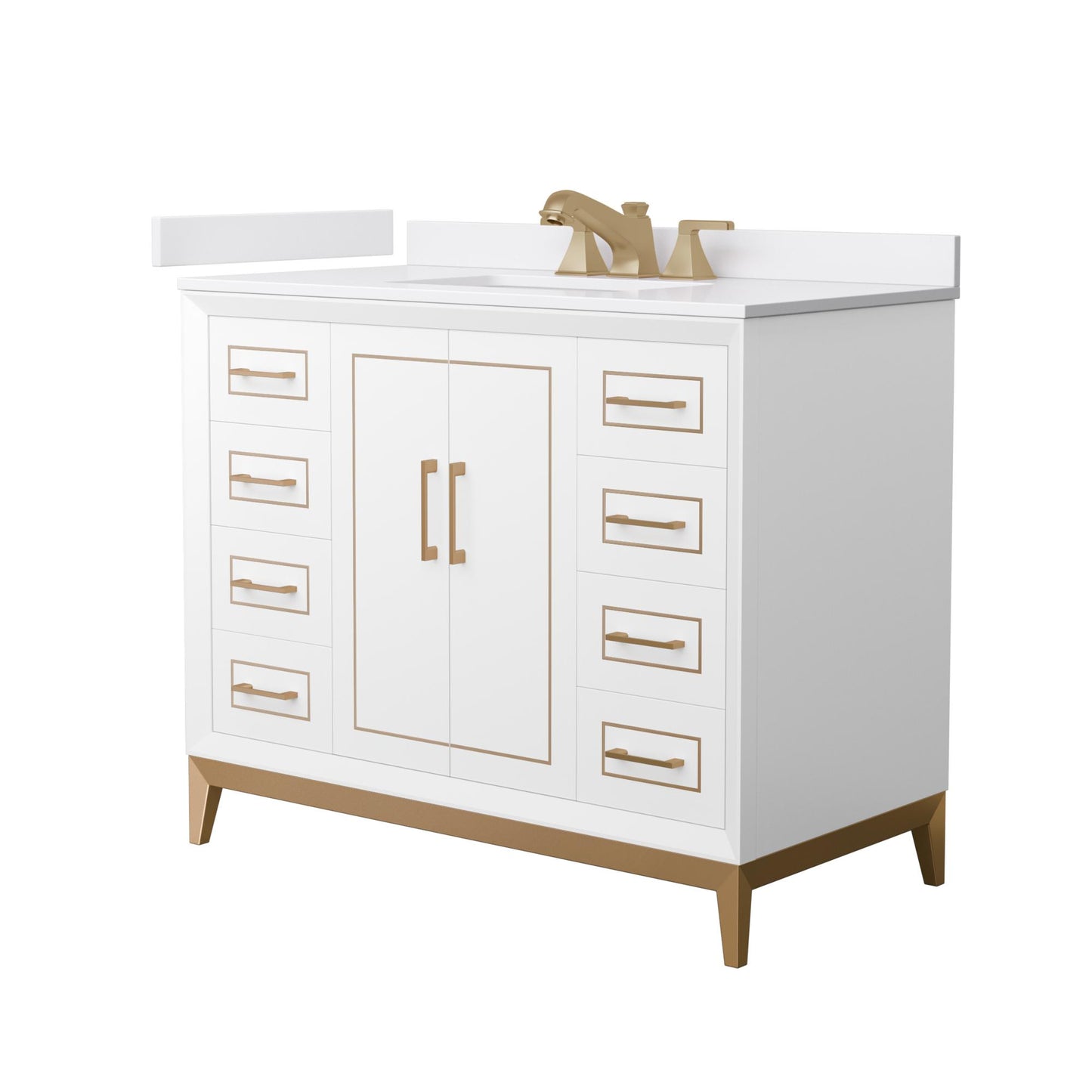 Marlena Bathroom Vanity with Countertop 42 inch Single Sink 3-hole Faucet Setup