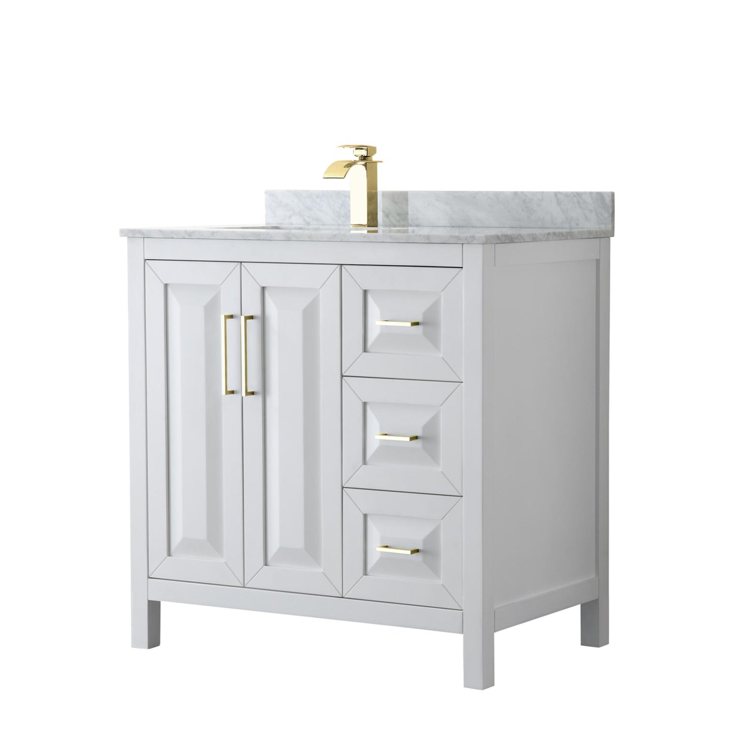 Daria Bathroom Vanity with Countertop 36 inch Single Sink Single hole Faucet Setup
