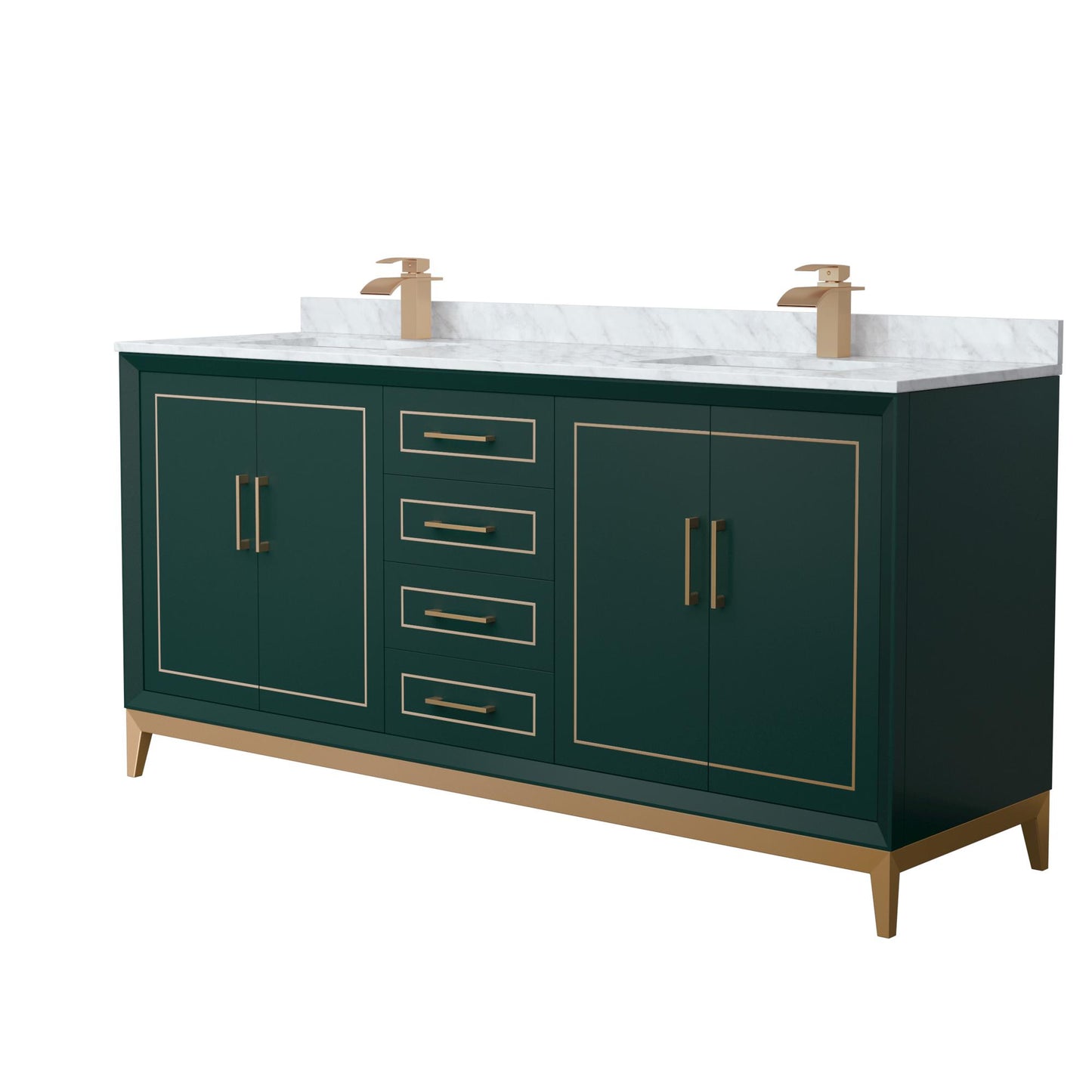 Marlena Bathroom Vanity with Countertop 72 inch Double Sink Single hole Faucet Setup