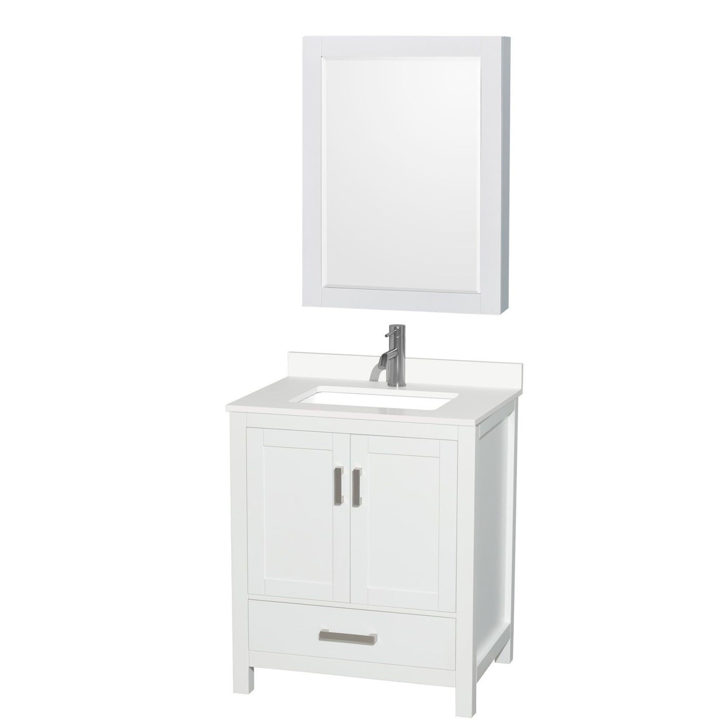 Sheffield Bathroom Vanity with Countertop 30 inch Single Sink Single hole Faucet Setup