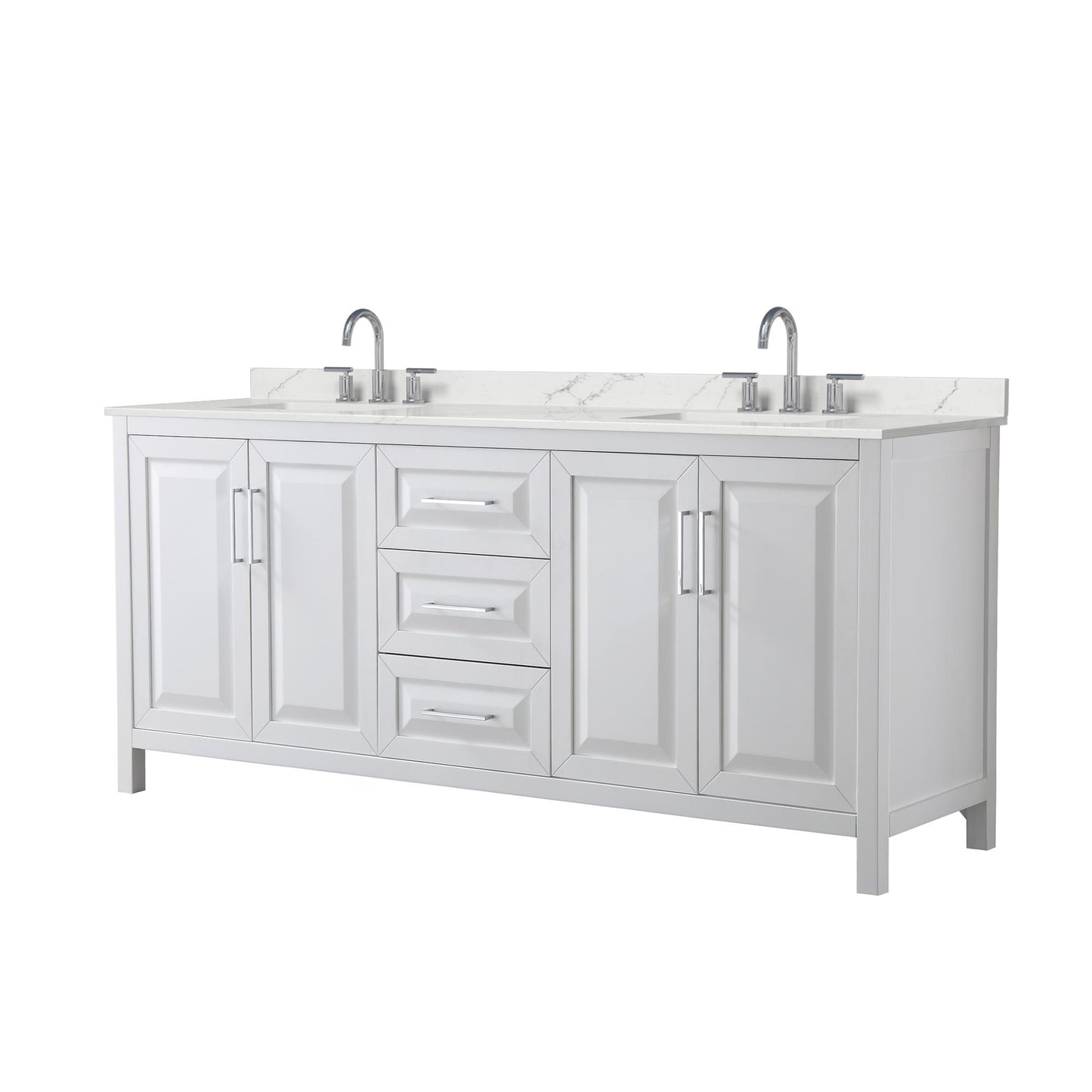 Daria Bathroom Vanity with Countertop 80 inch Double Sink 3-hole Faucet Setup