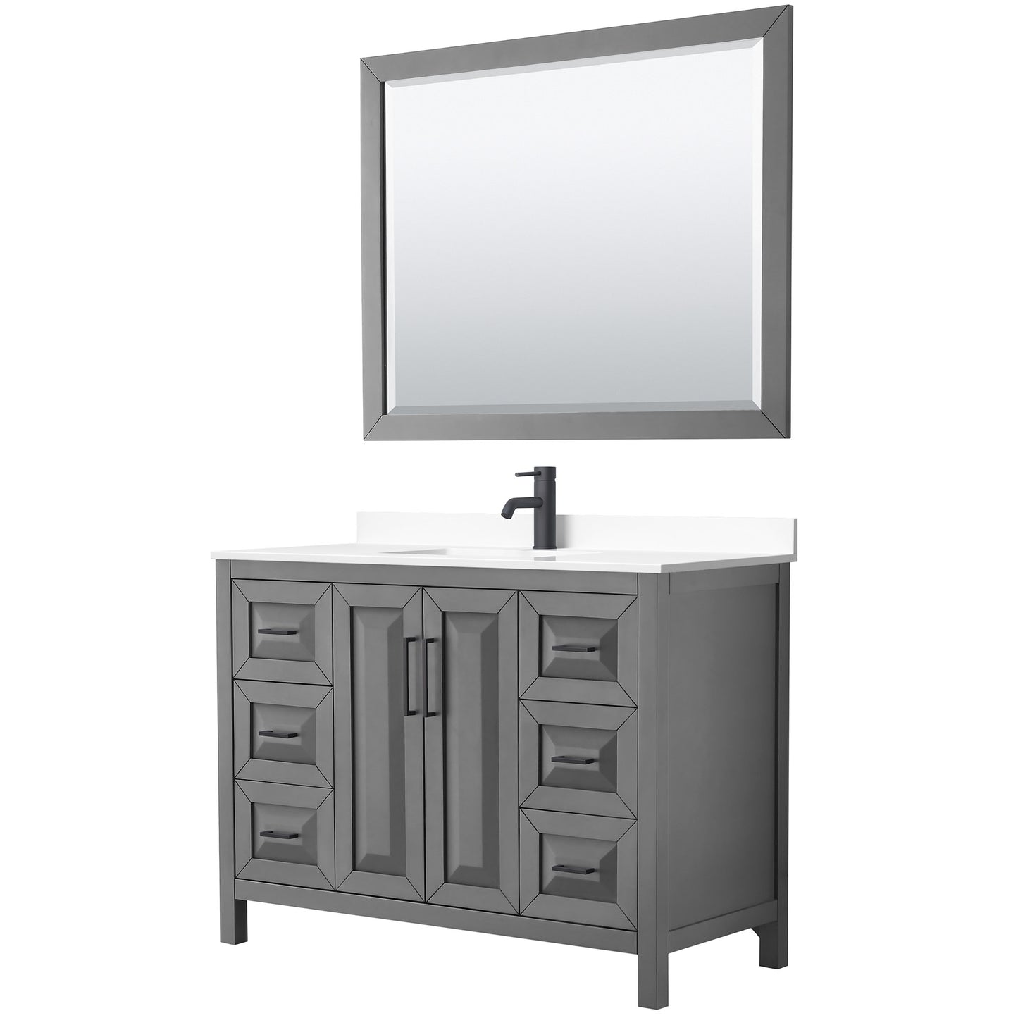 Daria Bathroom Vanity with Countertop 48 inch Single Sink Single hole Faucet Setup