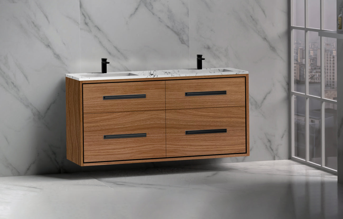 Apogee 60D" Wall hung Vanity Cabinet