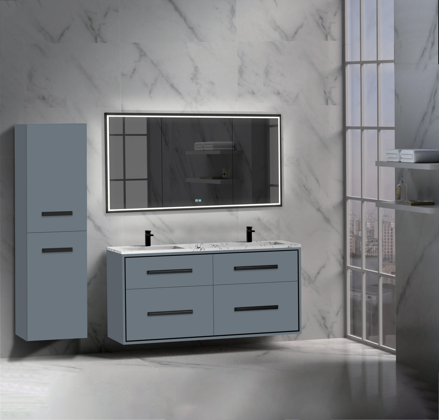 Apogee 60D" Wall hung Vanity Cabinet