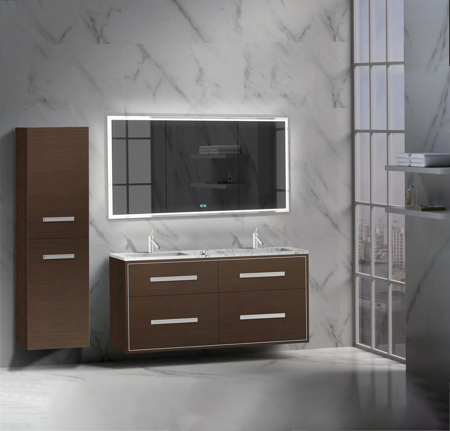 Apogee 60D" Wall hung Vanity Cabinet