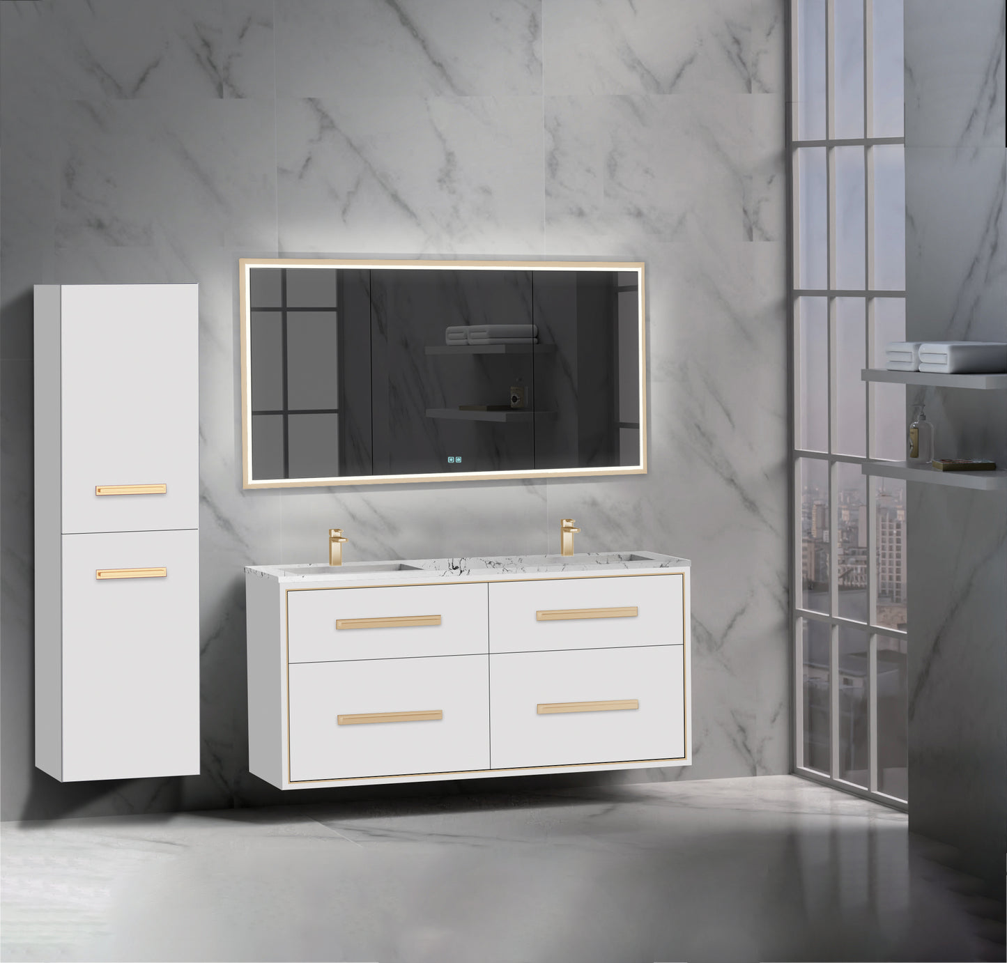 Apogee 60D" Wall hung Vanity Cabinet