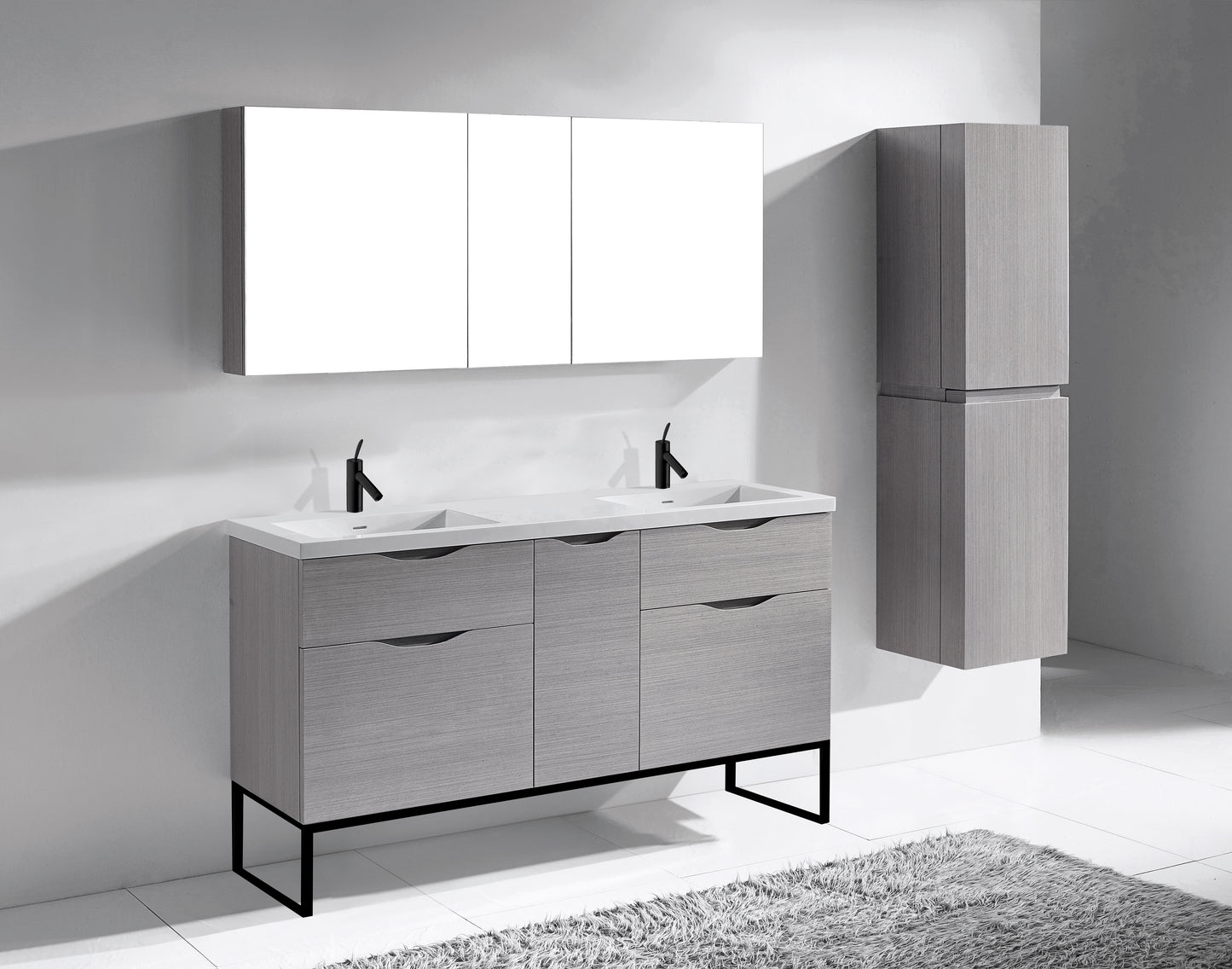 Milano 60D" Free Standing Vanity Cabinet