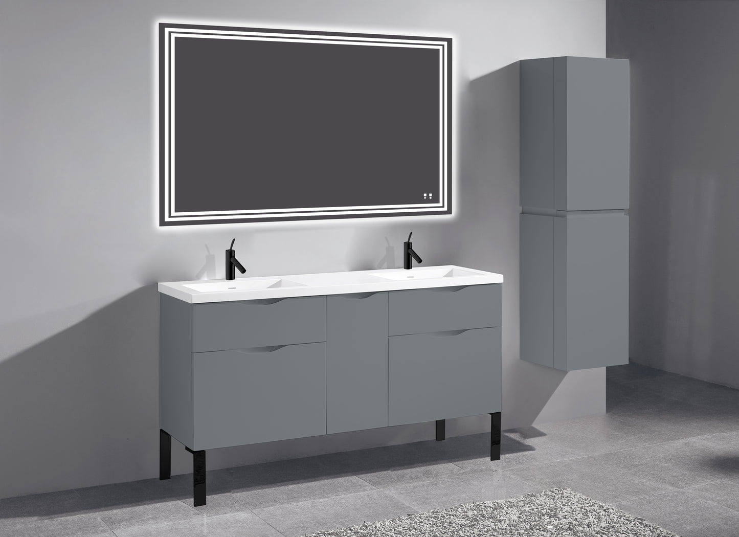 Milano 60D" Free Standing Vanity Cabinet