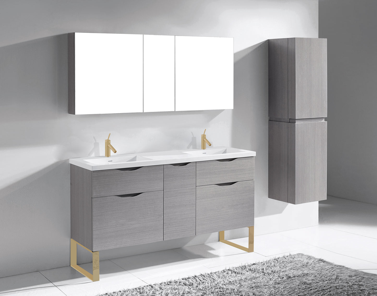 Milano 60D" Free Standing Vanity Cabinet