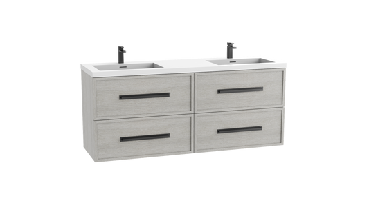 Madeli Apex 60D" Wall hung Vanity Cabinet