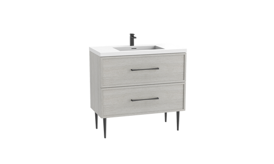 Peak 36" Free standing Vanity Cabinet with Mid-Century Feet
