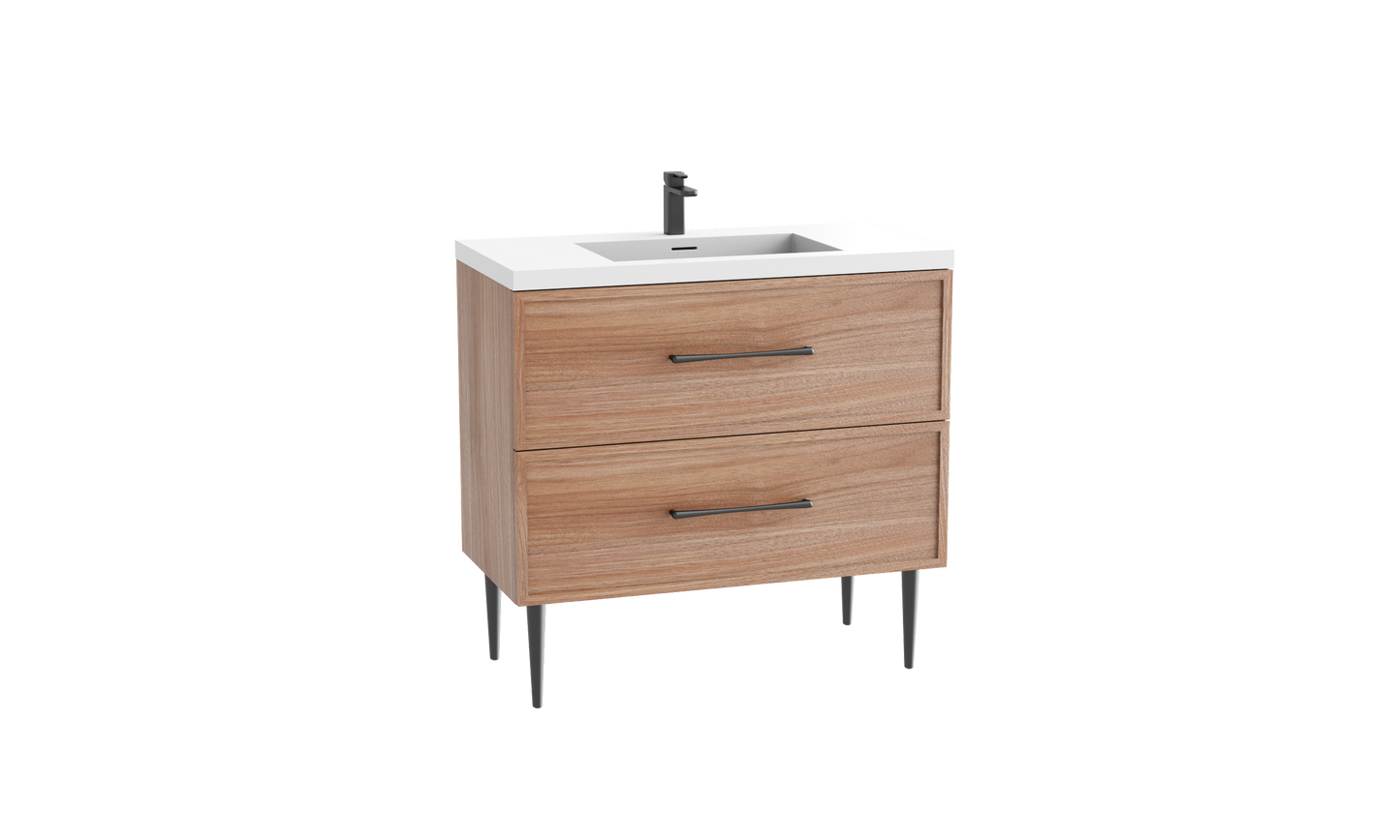 Peak 42" Free standing Vanity Cabinet with Mid-Century Feet