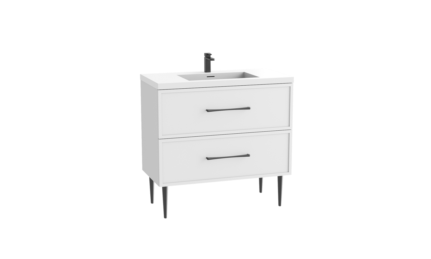 Peak 24" Free standing Vanity Cabinet with Mid-Century Feet