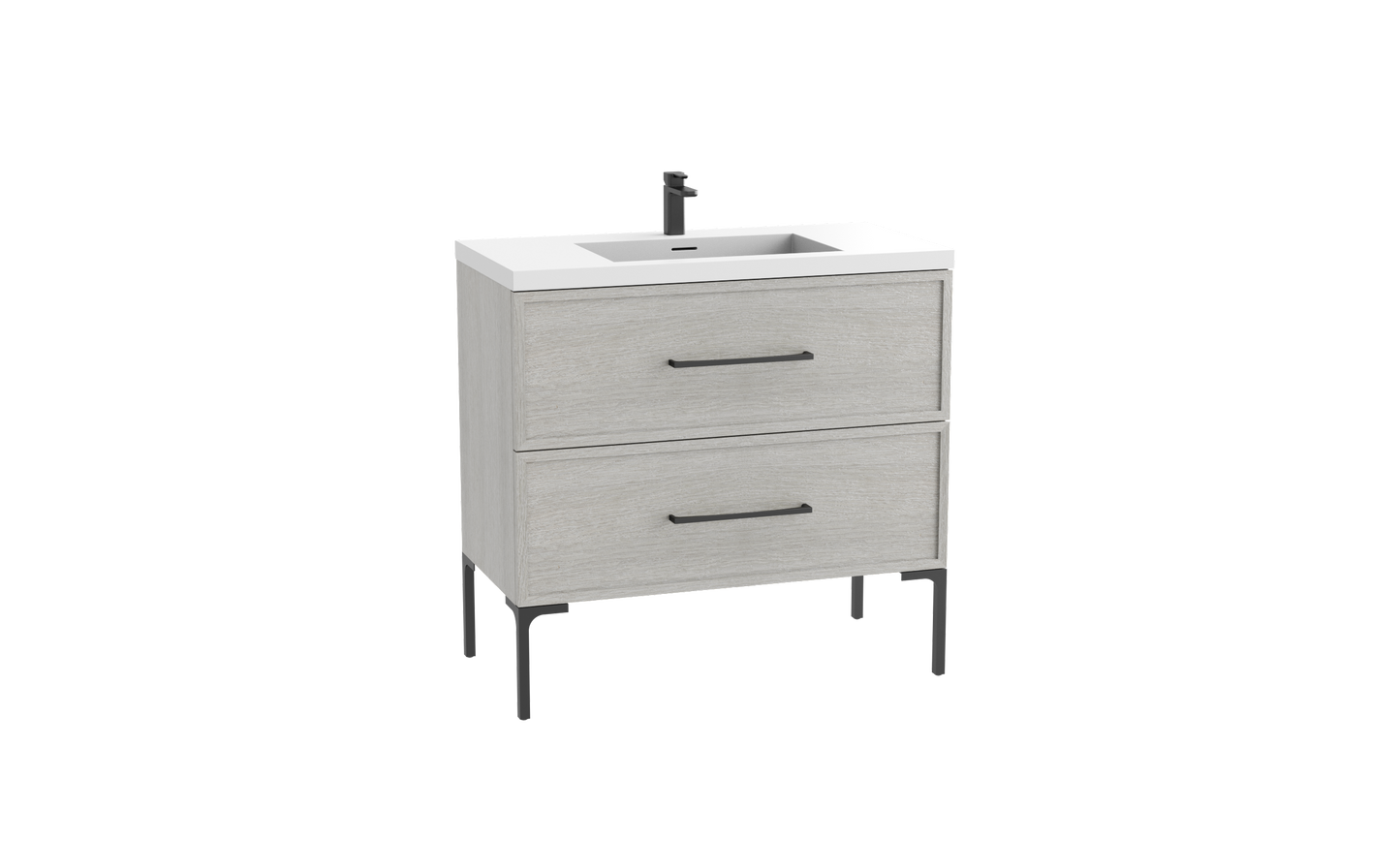 Peak 36" Free standing Vanity Cabinet with Trendsitional Feet