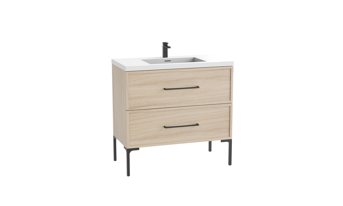 Peak 30" Free standing Vanity Cabinet with Trendsitional Feet