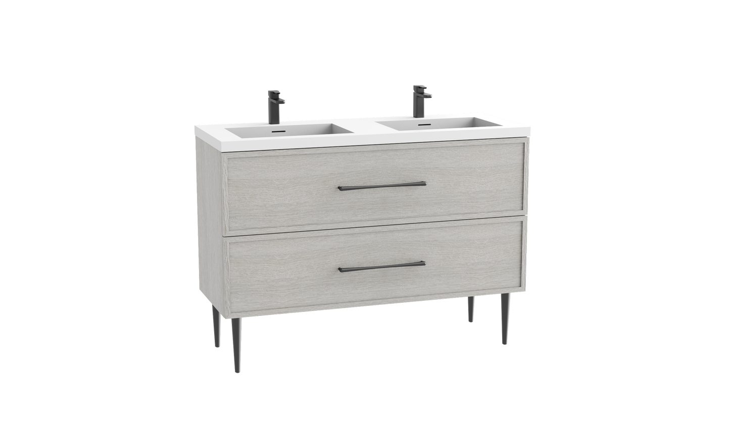 Peak 48D" Free standing Vanity Cabinet with Mid-Century Feet