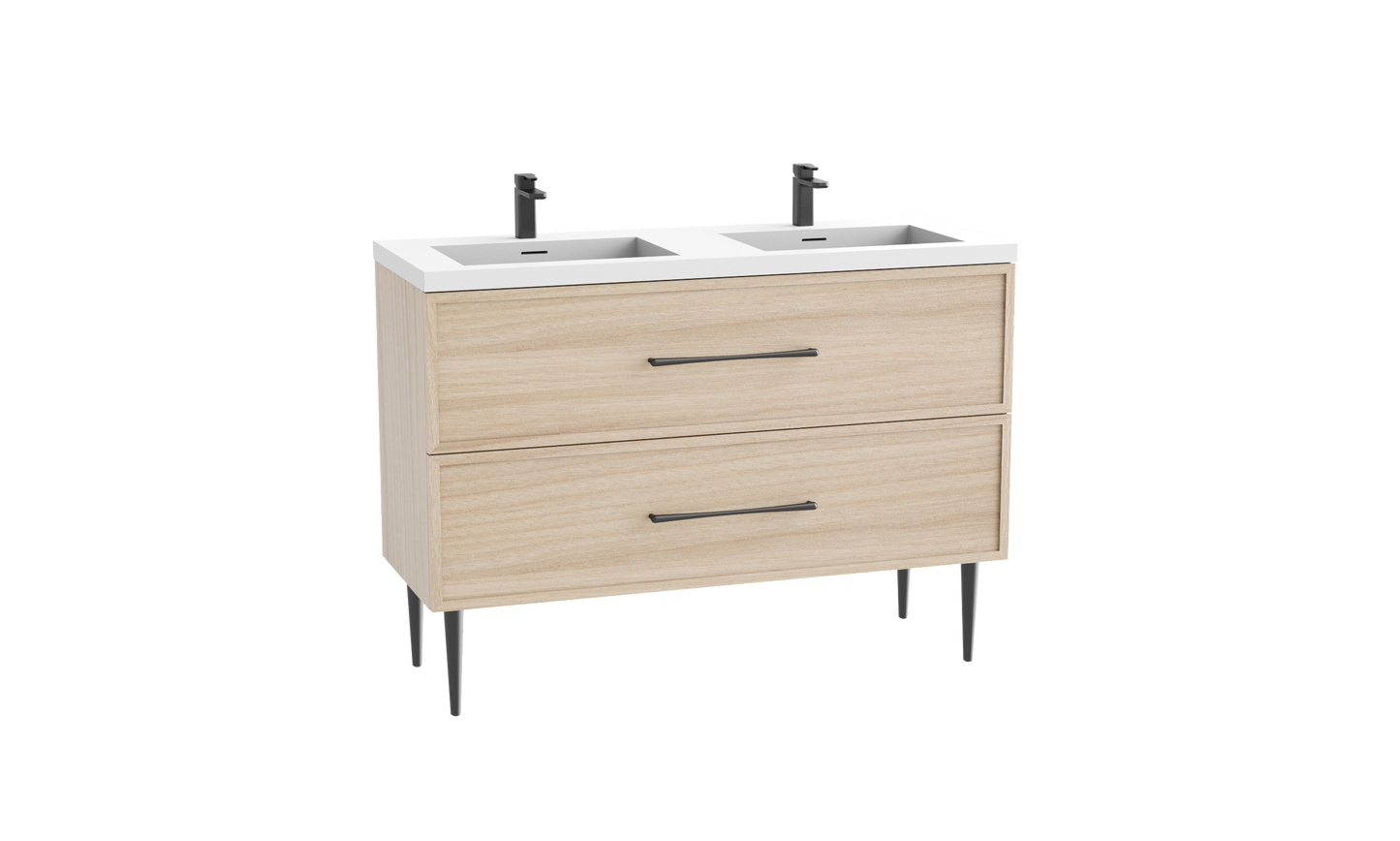Peak 48D" Free standing Vanity Cabinet with Mid-Century Feet