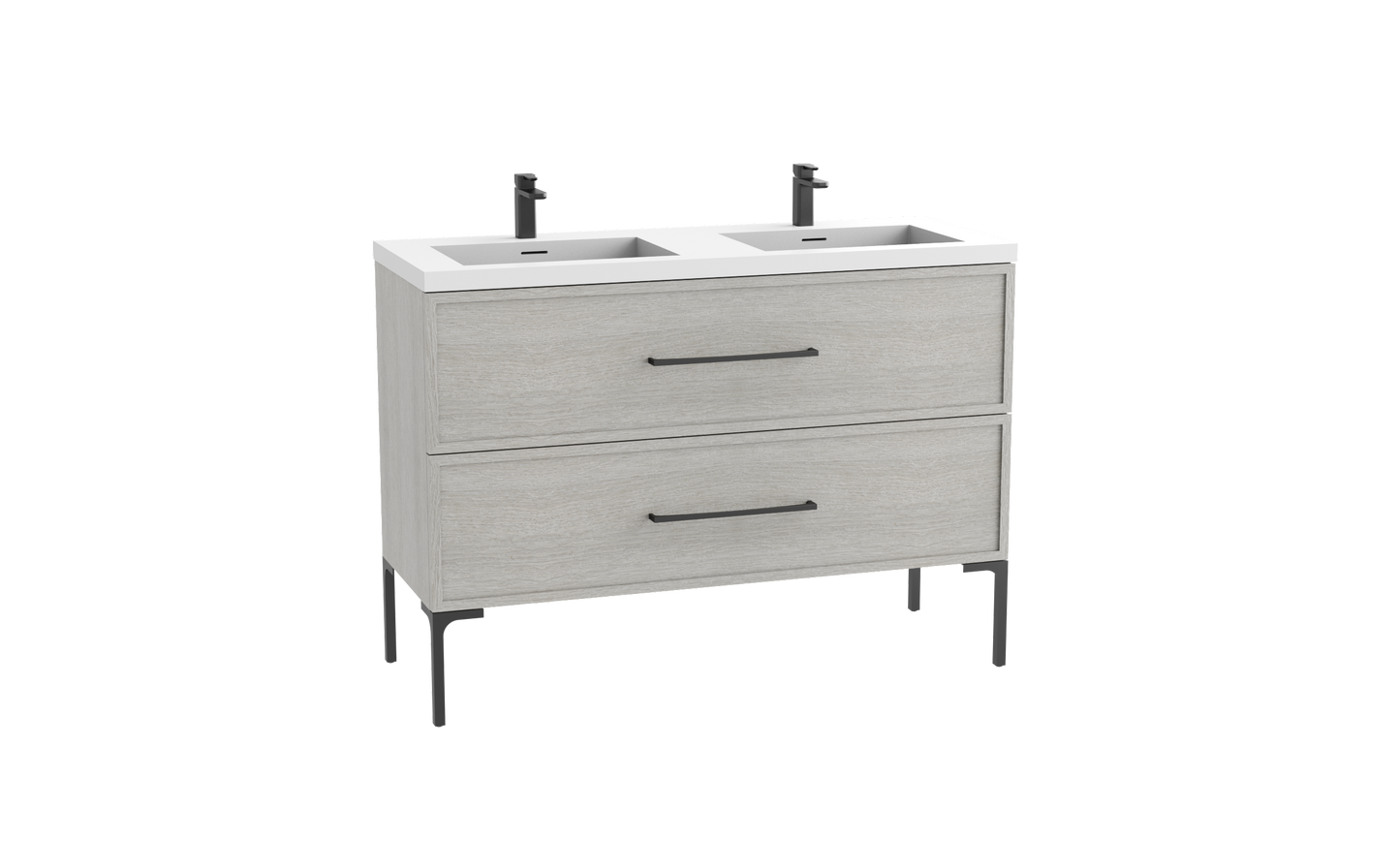 Peak 48D" Free standing Vanity Cabinet with Trendsitional Feet
