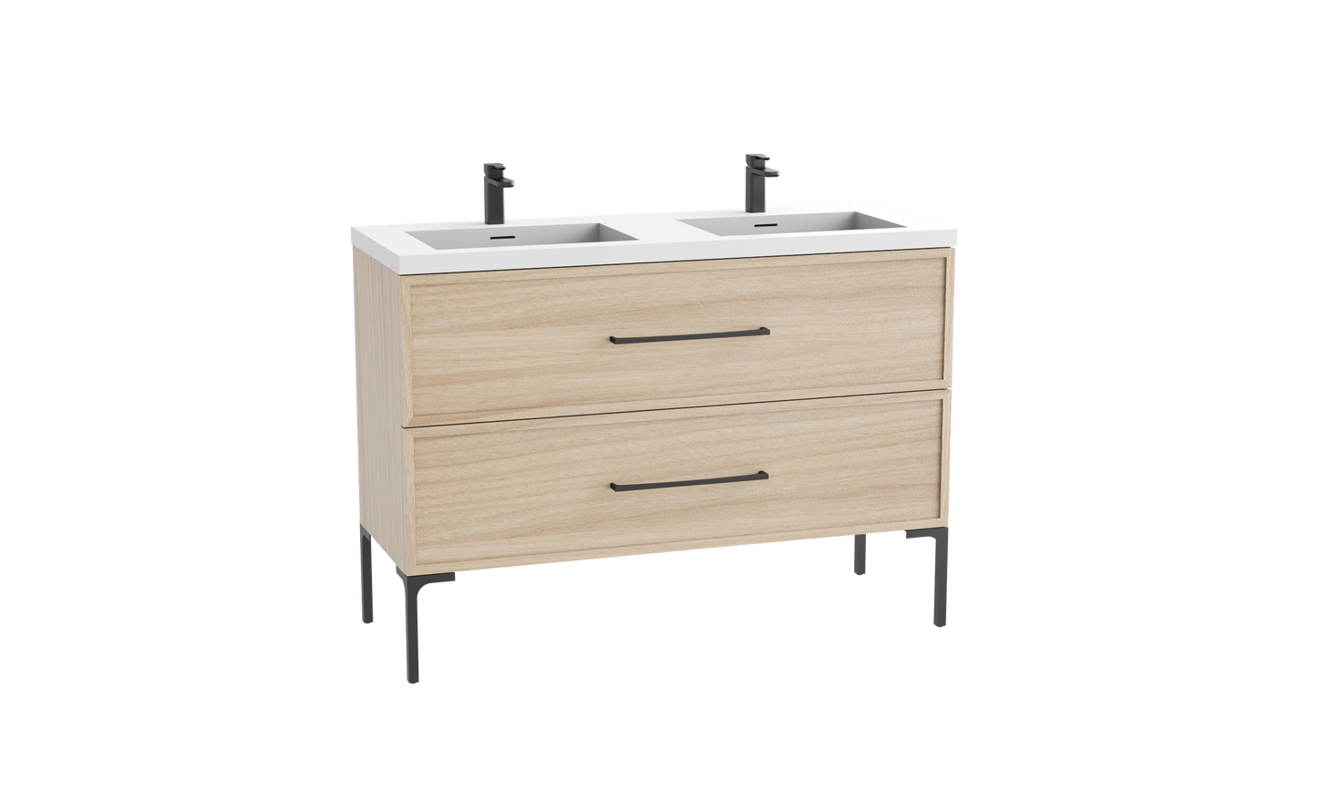 Peak 48D" Free standing Vanity Cabinet with Trendsitional Feet