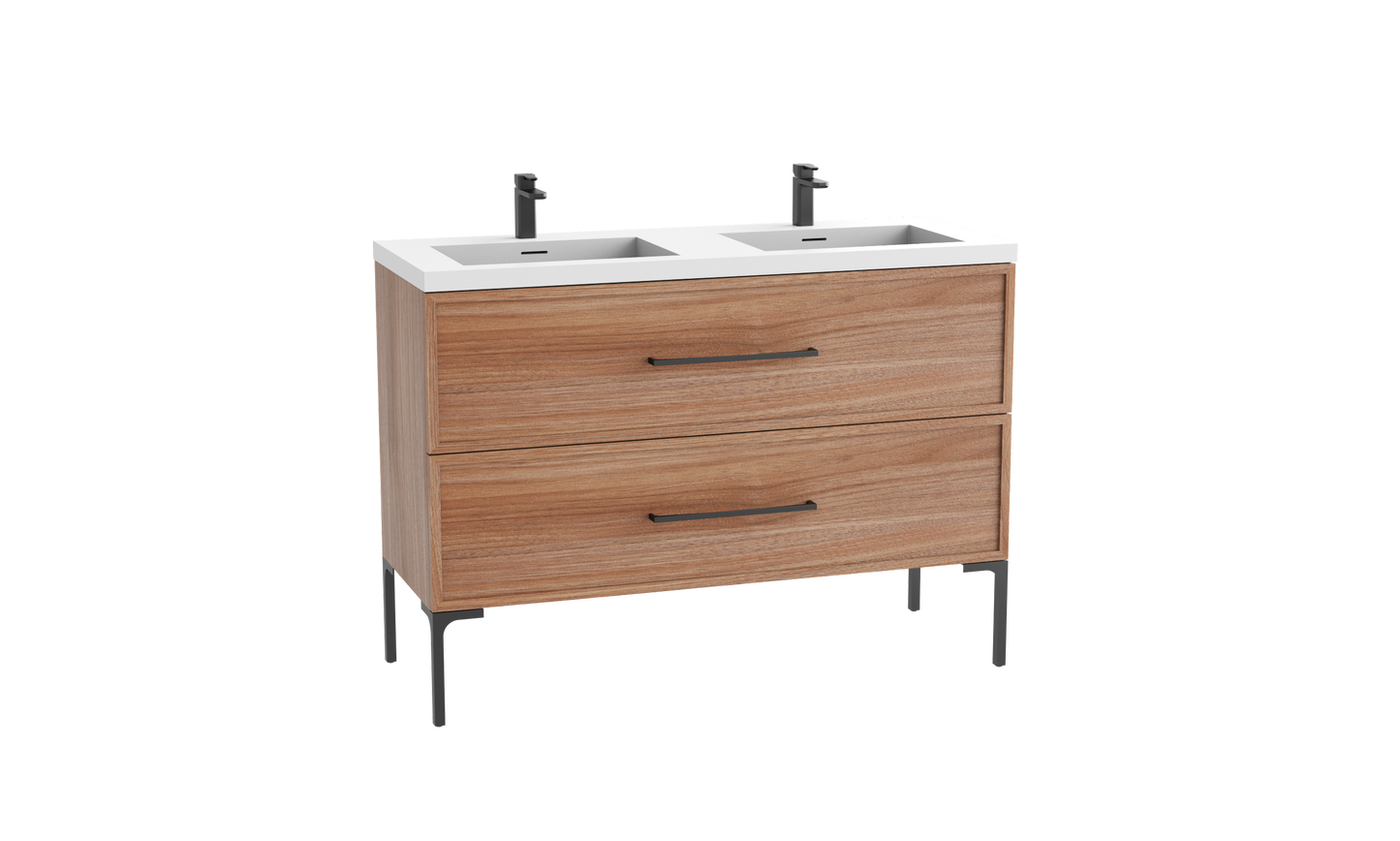 Peak 48D" Free standing Vanity Cabinet with Trendsitional Feet