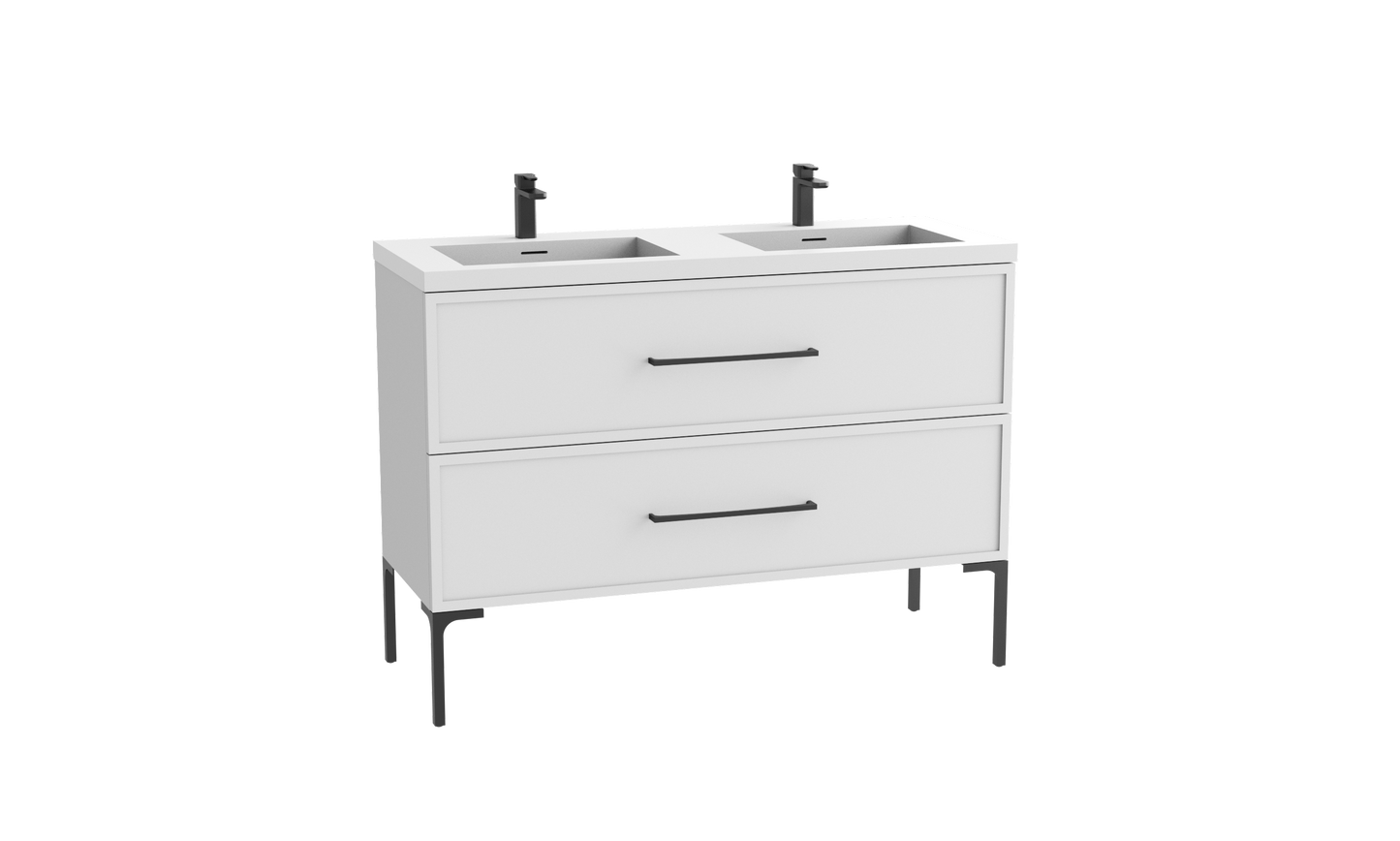 Peak 48D" Free standing Vanity Cabinet with Trendsitional Feet