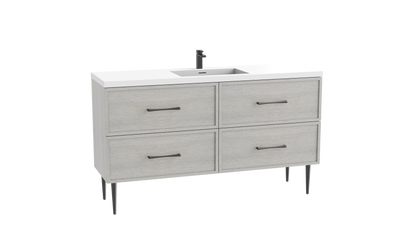 Peak 60C" Free standing Vanity Cabinet with Mid-Century Feet