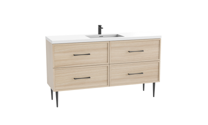 Peak 60C" Free standing Vanity Cabinet with Mid-Century Feet
