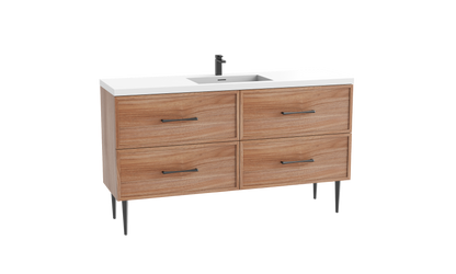 Peak 60C" Free standing Vanity Cabinet with Mid-Century Feet