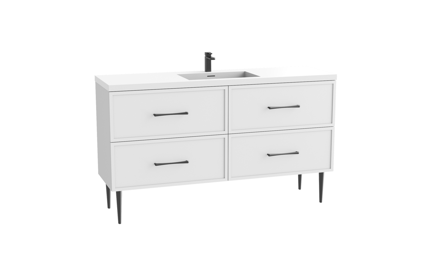 Peak 60C" Free standing Vanity Cabinet with Mid-Century Feet