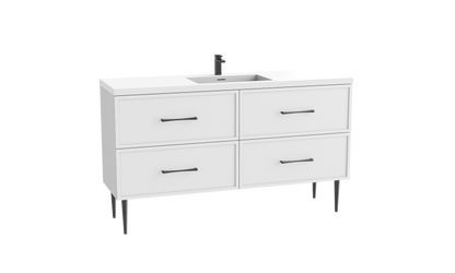 Peak 60C" Free standing Vanity Cabinet with Mid-Century Feet