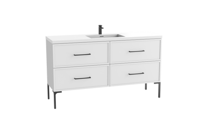 Peak 60C" Free standing Vanity Cabinet with Trendsitional Feet