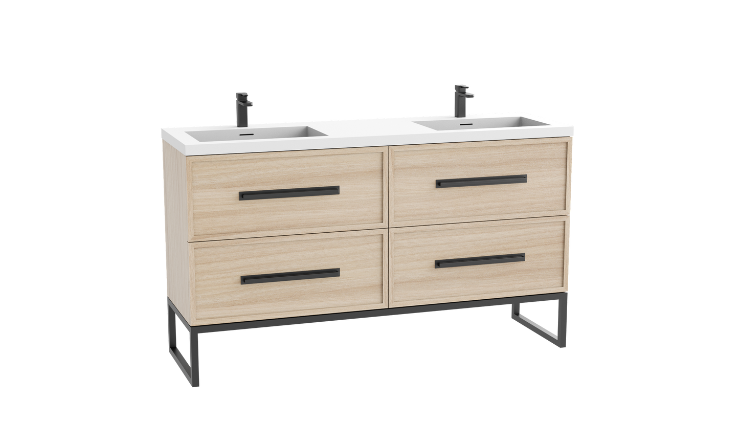 Peak 72D" Free standing Vanity Cabinet with Contempo Feet/Base