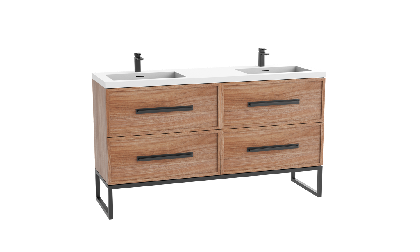 Peak 72D" Free standing Vanity Cabinet with Contempo Feet/Base