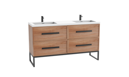 Peak 60D" Free standing Vanity Cabinet with Contempo Feet/Base