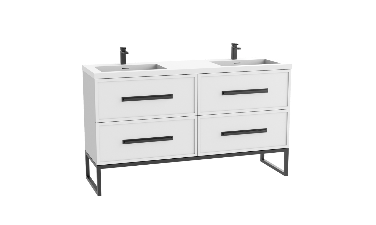 Peak 72D" Free standing Vanity Cabinet with Contempo Feet/Base