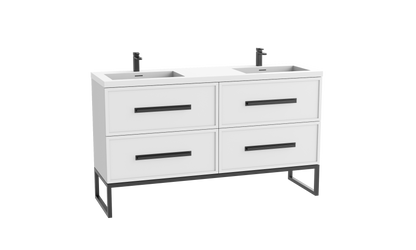 Peak 60D" Free standing Vanity Cabinet with Contempo Feet/Base