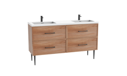 Peak 60D" Free standing Vanity Cabinet with Mid-Century Feet