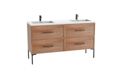 Peak 60D" Free standing Vanity Cabinet with Trendsitional Feet