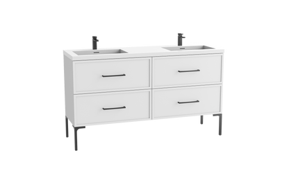 Peak 60D" Free standing Vanity Cabinet with Trendsitional Feet