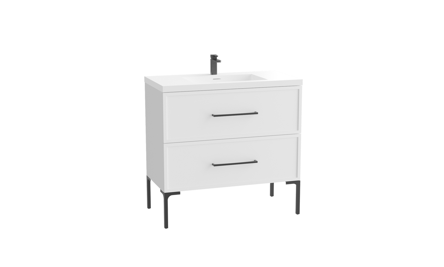 Peak 24" Free standing Vanity Cabinet with Trendsitional Feet