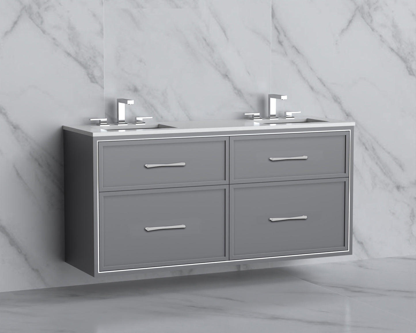 Edge 60D" Wall hung Vanity Cabinet